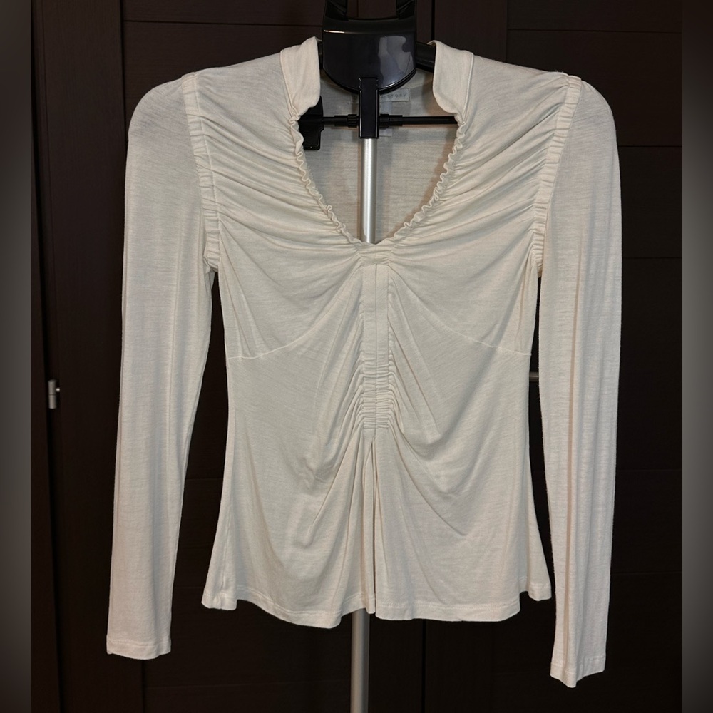 Elegant Cream Long Sleeve Women's Top